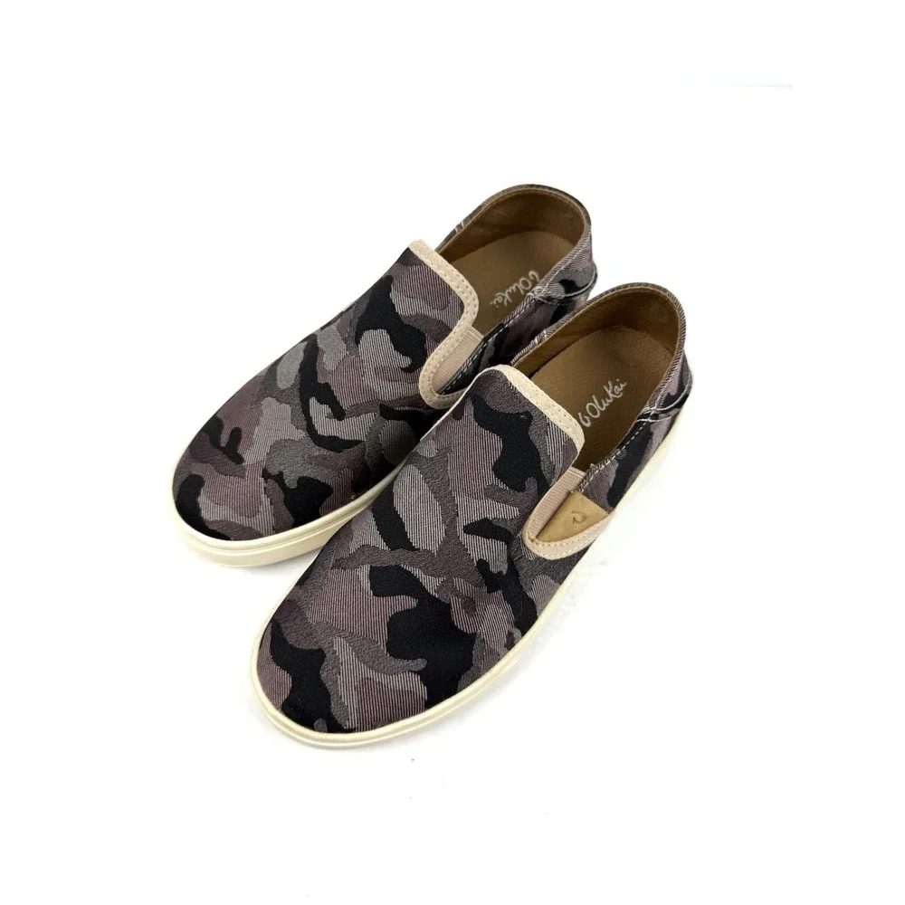 OluKai Pehuea PA'I Shoes 6 Camo Canvas Sift Pink Womens Loafer Slip On